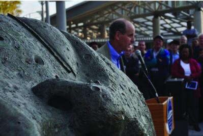Sleeping Moon dedicated : Joe Wheelwright spoke about his sculpture during a ceremony in 2010